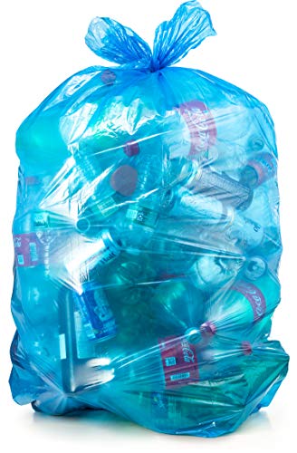 33 Gallon Trash Bags Blue Heavy Duty (Value Pack 100 Count w/Ties) Large Garbage Bags for 30–32–33 Gallon Trash Cans, Recycling and Commercial Use