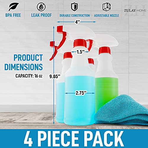 Zulay Home 16 oz Spray Bottle - Heavy Duty Cleaning Spray Bottles For Cleaning Solutions - Leakproof Cleaning Spray Bottle Set with Adjustable Nozzle & Spring Loaded Trigger (2 Pack) - size: 2 Pack - 16oz