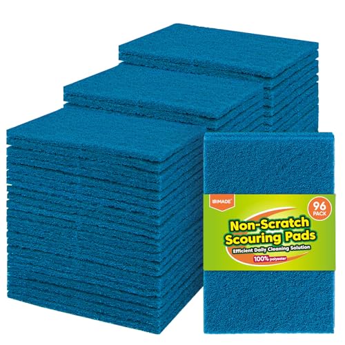UNIMADE Non-Scratch Scouring Pads, 96Pcs Household Scour Pads for Kitchen, Garage and Outdoors, Reusable Dish Scrubber Pads for Pan and Metal Grill - Blue - color: Blue, size: 96 Pack