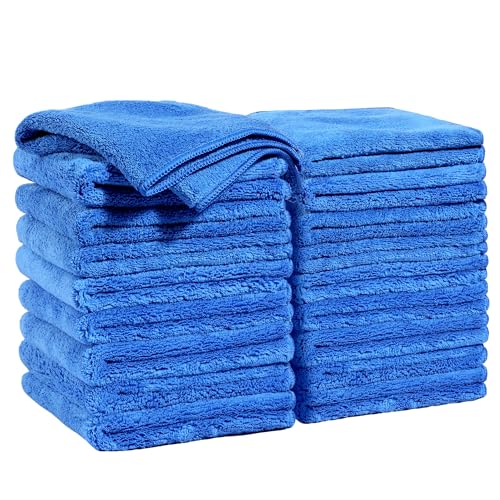 JOYMOOP Microfiber Cleaning Cloths 18 Packs, 11.8" x 11.8" Blue Reusable Kitchen Towels, Lint-Free Cleaning Rags, Super Absorbent Cleaning Cloths for Kitchen, Car, and Household Cleaning - color: Blue, size: 11.8"x11.8" - 18pcs