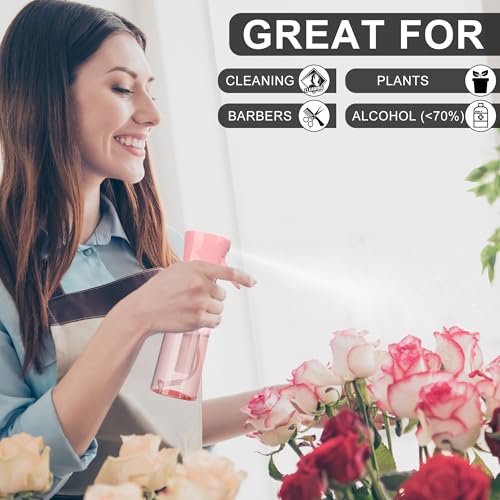 hair spray bottle, ultra-fine spray continuous spray bottle (200ml/6.8oz), used for hair design, vegetation, cleaning and skin care - empty, reusable (Pink transparent) - color: Pink transparent