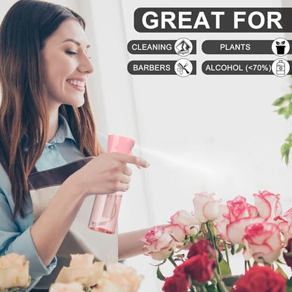 hair spray bottle, ultra-fine spray continuous spray bottle (200ml/6.8oz), used for hair design, vegetation, cleaning and skin care - empty, reusable (Pink transparent) - color: Pink transparent