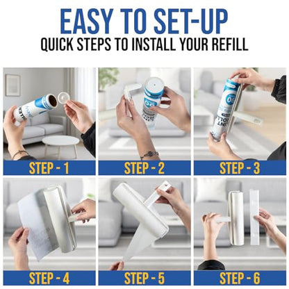 Lint Roller Refills – 9.45 Inch Wide – Lint Rollers for Pet Hair Extra Sticky Refills – Ideal for Furniture, Clothes, Bedding - 5 Pack 450 Sheets - size: Refills - 9.45" - 450 Sheets