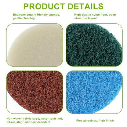16pcs Electric Cleaning Brush Pad Set 4 Foam Pads 4 Kitchen Mats 4 Heavy Duty Pads 4 Microfibre Pads fit for Bosch Home/Garden 6033 Battery Cleaning Brush - size: Blue Green White Red