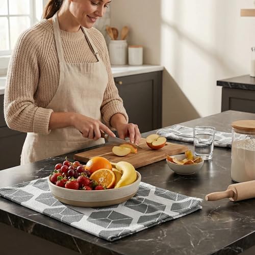 Waffle Kitchen Towels Set of 2 - Ultra Absorbent Quick Dry Dish Towels - Sustainable Reusable Cleaning Tea Towels - Lightweight Hand Towels for Kitchen & Bathroom, 16” x 28” (Rhombus) - style: Rhombus