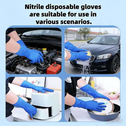 Long Nitrile Disposable Gloves Extended Cuff 16inch Latex-Free Blue Household Kitchen Cleaning Dishwashing 50PCS - color: Blue, size: Small