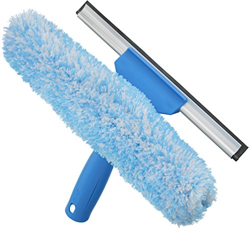 Unger Professional 2-in-1 Squeegee & Scrubber - 10” Window Cleaning Tool – Cleaning Supplies, Squeegee for Window Cleaning, Commercial & Residential Use, Microfiber Sleeve - size: 10-inch, style: 10" 2-in-1 Window Cleaner
