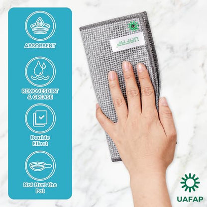 12 Pcs New Upgrade 3-Layer Non Scratch Wire Dishcloth,Cleans Fast Without Scratching, Stands Up to Stuck-on Grime, Multi-Surface Safe, Cleaning Power for Everyday Jobs 7.87“ x 7.87” - color: 12pcs Three-layer [Middle Clip Rag]