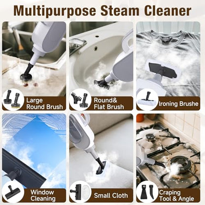 Steam Mop, 13-in-1 Powerful Handheld Steam Cleaner with 13 Accessories, 500ML Removable Tank, 23FT Power Cable, Detachable Steam Mops for Floor Cleaning, Tiles, Windows, Tile Grout, Carpets, Furniture