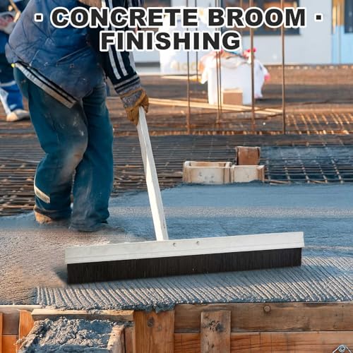 Hushee Aluminum Backed Concrete Broom, Concrete Broom Finishing with Clevis Handle Bracket, 36-inch for Driveways, Sidewalks, Wet Concretes (Plastic Filament) - size: 36 Inch