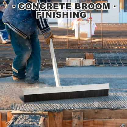 Hushee Aluminum Backed Concrete Broom, Concrete Broom Finishing with Clevis Handle Bracket, 36-inch for Driveways, Sidewalks, Wet Concretes (Plastic Filament) - size: 36 Inch