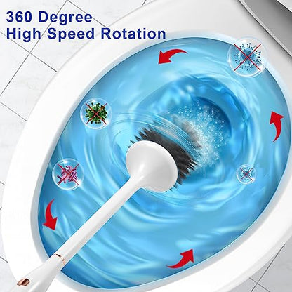 Electric Toilet Bowl Brush,Silicone Toilet Brush,Toilet Bowl Brush and Holder Set with Ventilated Holder,Toilet Brush, Floor Standing, Wall Mounted Without Drilling，Rechargeable 2packs - size: 2packs