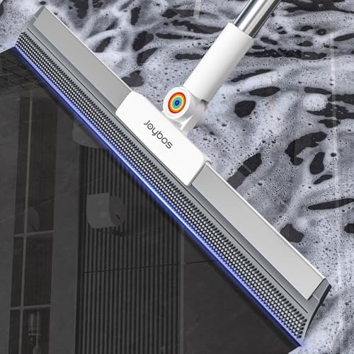 Rubber Squeegee Broom for Floor,Upgrade 62" Long Handle Window Squeegee, 2 Cleaning Cloths, Silicone Pet Hair Remover,Magic Squeegee Broom Removes Water Spots, Stains, Grease, and Glass Surfaces. - size: L-3 in 1