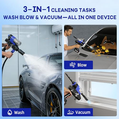 Cordless Portable Handheld Multifunctional Cleaning Tool, 5-in-1 Nozzle Lightweight Tool for Home, Garden Watering, Patio, Deck, Window, and Car Detailing with Water Tank - style: Water Tank Storage