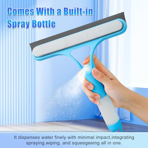 3 in 1 Window Cleaning Scraper,New 3 in 1 Window Cleaner,Squeegee and Scrubber with Spray, for Windows, Walls,Car Windshields, Bathrooms, Kitchens, All-Purpose Window Cleaner Tool (White) - color: White