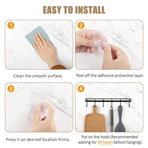 Kitchen Utensil Hanger, Adhesive Utensil Holder Wall Mount Kitchen Rack Rail with 12 Hooks, Space Saving and No Drilling, Black, 2 Pcs - color: Black