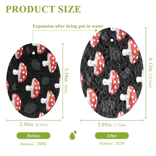 Red Mushrooms Dish Scrub Sponges Kitchen Non Scratch Reusable Compressed Cellulose Sponge Hanging for Household Cleaning Washing Dishes Pots and Pans 3 Pack - color: Pattern10