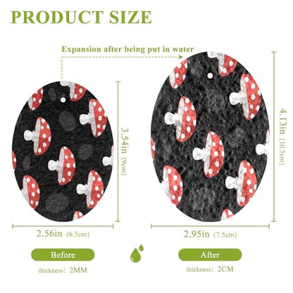 Red Mushrooms Dish Scrub Sponges Kitchen Non Scratch Reusable Compressed Cellulose Sponge Hanging for Household Cleaning Washing Dishes Pots and Pans 3 Pack - color: Pattern10