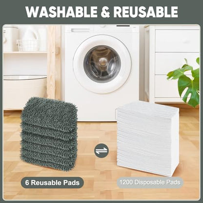 6-Pack Reusable Microfiber Mop Pads Compatible with Swiffer Sweeper, Dry & Wet Sweeping Cloths - Washable Wet Pads Refill for Multi-Surface/Hardwood Floor Cleaning -Grey - color: Gray