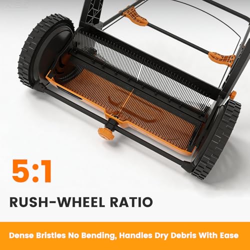 21-Inch Walk-Behind Lawn Sweeper, Push Leaf Sweeper with 3.5 Bushel Collection Bag, Manual Leaf Collector, Leaf Sweeper for Lawn, Yard, Garden,Grass Clippings, Debris