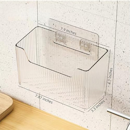2 Pack Cabinet Door Organizer, Clear Storage Caddy, Adhesive Wall Mounted Organizer Bins, with Self Adhesive Tape, for Bathroom, Kitchen, Cabinet, Living Room