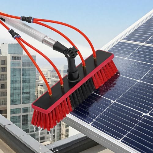 32.81 FT Solar Panel Cleaning Kit, Window Cleaning System, 20M Hose & BrushHead, Washing Equipment Window Cleaner Tool Water Fed Pole Kit for Roof Caravan Solar Panel - size: 10m/32.81ft