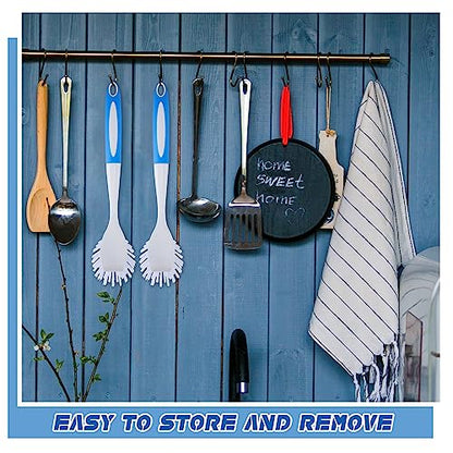Hsei 30 Pcs Blue Kitchen Scrub Dish Brush Bulk with 11 Inch Handle Cleaning Dish Scrubber with Stiff Bristles Washing Scrub Brushes for Housekeeping for Pots and Pans, Kitchen Sink - color: Blue