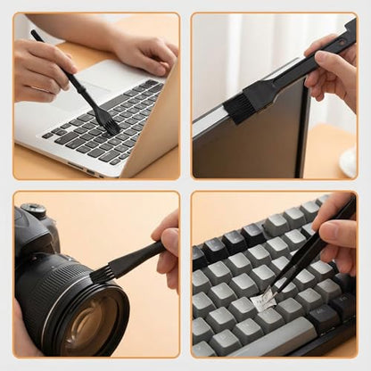Keyboard Cleaning Kit with Anti Static Brush, 8-Piece Black Dusting Tool Set for Keyboards, Laptops, Screens, Vents, and Small Devices, Compact Storage for Home Office - size: Medium