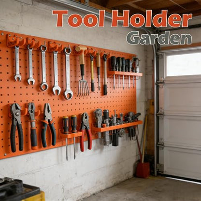 Garden Tool Organizer Wall Hooks – 4-Pack Garage Organization & Broom Holder Wall Mount for Storage – Rustproof Tool Organizers and Storage for Rakes, Shovels, Gardening Essentials