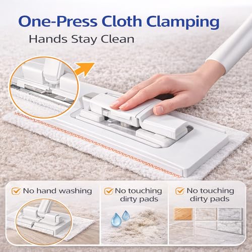 Quick Clip Mini Mop, One-Press Holder Mini Mops, 40In Long Handle Mopping Sweeper Stick, Retractable Handle Gap Cleaner for Kitchen Bathroom (1*Mop+10*Cleaning Cloth) - color: 1*mop+10*cleaning Cloth