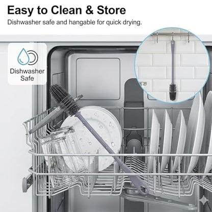 2pcs Silicone Bottle Cleaning Brush Water Bottle Cleaner Brushes with Long Handle Bottles Brush Cleaner for Small Narrow Neck Containers Glassware Sports Bottles Vase