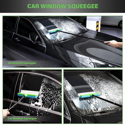 Gomake ‌11'' Window Squeegee with 20-63 Inch Telescopic Long Handle for Shower Glass Door,Car Windshield, Window, Mirror, Bathroom,Countertop,Floor Cleaning