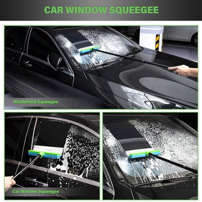 Gomake ‌11'' Window Squeegee with 20-63 Inch Telescopic Long Handle for Shower Glass Door,Car Windshield, Window, Mirror, Bathroom,Countertop,Floor Cleaning