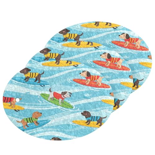 Surfing Dogs on Blue Waves Dish Scrub Sponges Kitchen Non Scratch Reusable Compressed Cellulose Sponge Hanging for Household Cleaning Washing Dishes Pots and Pans 3 Pack - color: Pattern8