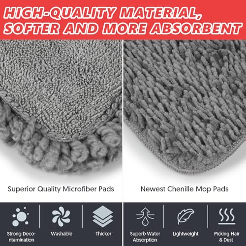 HOMTOYOU Dust Mop for Hardwood Floors: Microfiber Spray Mop for Cleaning | 3 Pcs Washable Reusable Pads, 1Pcs 400+ML Refillable Bottle, 360-Degree Swivel Mop, Red & Gray - color: Red