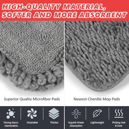 HOMTOYOU Dust Mop for Hardwood Floors: Microfiber Spray Mop for Cleaning | 3 Pcs Washable Reusable Pads, 1Pcs 400+ML Refillable Bottle, 360-Degree Swivel Mop, Red & Gray - color: Red