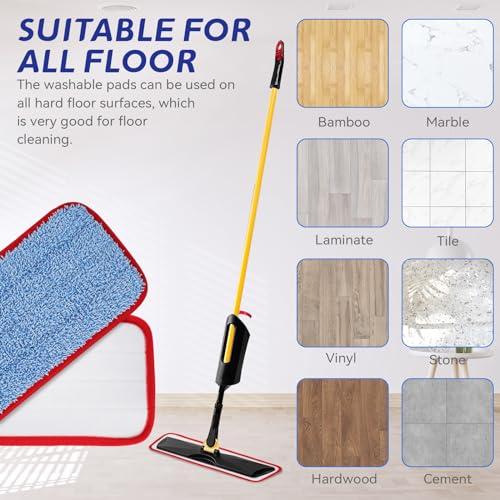 Replacement Microfiber Pad for Rubbermaid Commercial 18.5 Inch Mop Head - 10 Pack Wet & Dry Commercial Cleaning Refills Reusable Mop Refills Fit for Any Microfiber Flat Mop System 18.5" - color: Red&blue-10 Packs