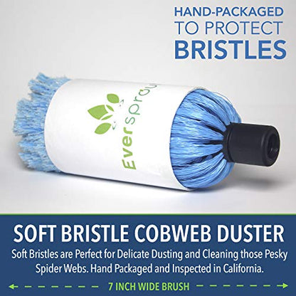 EVERSPROUT 5-to-12 Foot Cobweb Duster and Extension-Pole Combo (20 Foot Reach, Soft Bristles) | Hand Packaged | Lightweight, 3-Stage Aluminum Pole | Indoor & Outdoor Use Brush Attachment