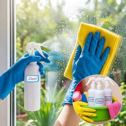 Lallisa 36 Pcs 16 oz Plastic Spray Bottles Leak Proof Empty Bottles for Cleaning Solutions Water Sprayer Bottle with Nozzle Mist, Labels and Handle Funnel for Auto Details, Planting, Kitchen(White) - color: White