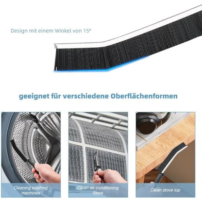 Hard Bristle Crevice Cleaning Brush Set – Multi-Purpose Detail Brushes for Grout, Sink, Teapot, Blender & Tight Corners – Deep Clean Kitchen & Bathroom (Black,6)