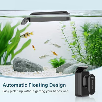 hygger Aquarium Magnetic Glass Clean Tool, Algae Scraper for 0.2-0.6 Inch Thick Fish Tank Floating Scrubber Brush with Two Detachable Blades (M) - size: M