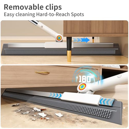 Floor Squeegee for Concrete Floor, Squeegee for Floor with 180° Rotating Head & 63" Long Handle, Garage Squeegee Broom for Epoxy Floor, Pet Hair, Water Removal, Bathroom Tile, Shower Glass, Carpet