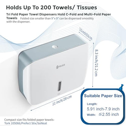 Paper Towel Holder Dispenser Wall Mount,Multifold/Trifold/C Fold Hand Towel Dispenser,Commercial Paper Towel Dispenser for Bathroom Tissue Dispenser,Large Capacity 200 Sheets (White-3010) - color: White-3010