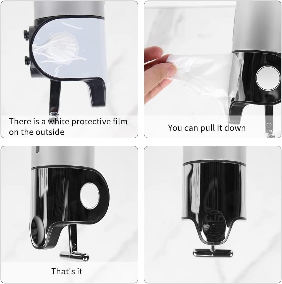 Manual Pressing Head Wall Mounted Soap Dispenser Shower Liquid Shampoo & Soap Dispenser with Translucent Container (500ml-Silver)