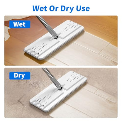 Oshang Flat Mop Head Refill, 13" X 4.9" Flat Mop Pads, Microfiber Mop Pads Flat Mop Replacement Heads (White and Grey) - color: White + Grey