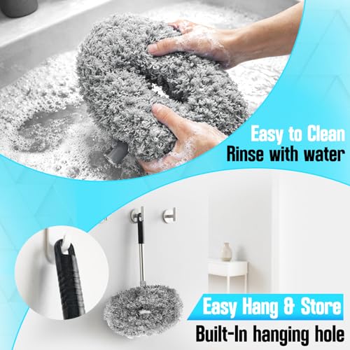 Ceiling Fan Cleaner Duster with Extension Pole, 12 to 51 Inch Duster Length, Reusable Microfiber Dusters for Cleaning Fan Blades, Cobwebs, Walls, Windows & High Ceilings, Removable, Blue - color: Gray