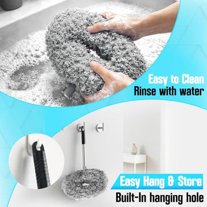 Ceiling Fan Cleaner Duster with Extension Pole, 12 to 51 Inch Duster Length, Reusable Microfiber Dusters for Cleaning Fan Blades, Cobwebs, Walls, Windows & High Ceilings, Removable, Blue - color: Gray
