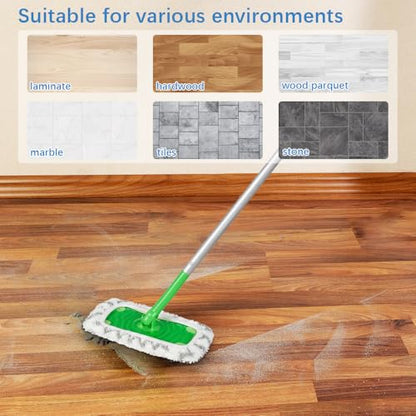 2 Pack White Thickening Reusable Microfiber Mop Pads Replacement, Wet and Dry Flat mop Cover, Washable Wet Pads Refill for Surface/Hardwood Floor Cleaning (Mop is Not Included)