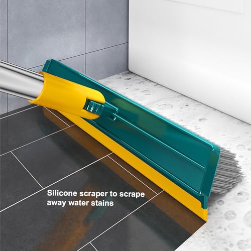Floor Scrub Brush with Long Handle, 2024 New Heavy-Duty Stiff Bristles Floor Scrubber 2-in-1 Grout Brush for Cleaning Shower Bathroom, Tile, Carpet, Kitchen