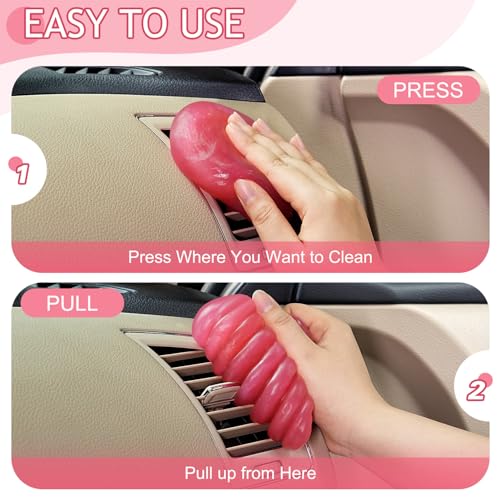 TeSabMi Car Cleaning Gel Car Cleaning Putty Car Putty Car Interior Cleaner Car Slime Car Detailing Kit Car Accessories Gifts for Dad Men Him Women Stocking Stuffers Pink - color: Pink